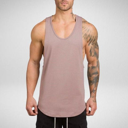 Men Long Tank Muscle Workout T-Shirt  Bodybuilding Gym Athletic Training Sports Tops